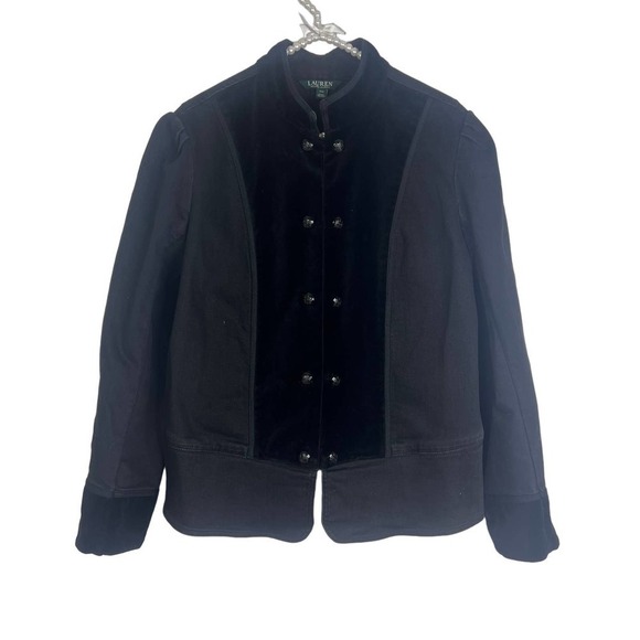 Lauren Ralph Lauren Black Denim and Velvet Jacket SZ 14 - Picture 1 of 9